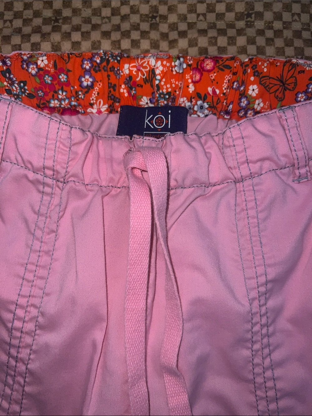 koi Pink women’s Drawstring Joggers with Orange Floral Waistband